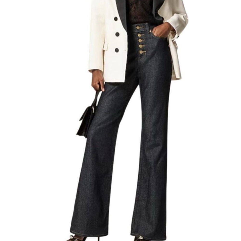 High-Waisted Dark Wash Wide-Leg Jeans